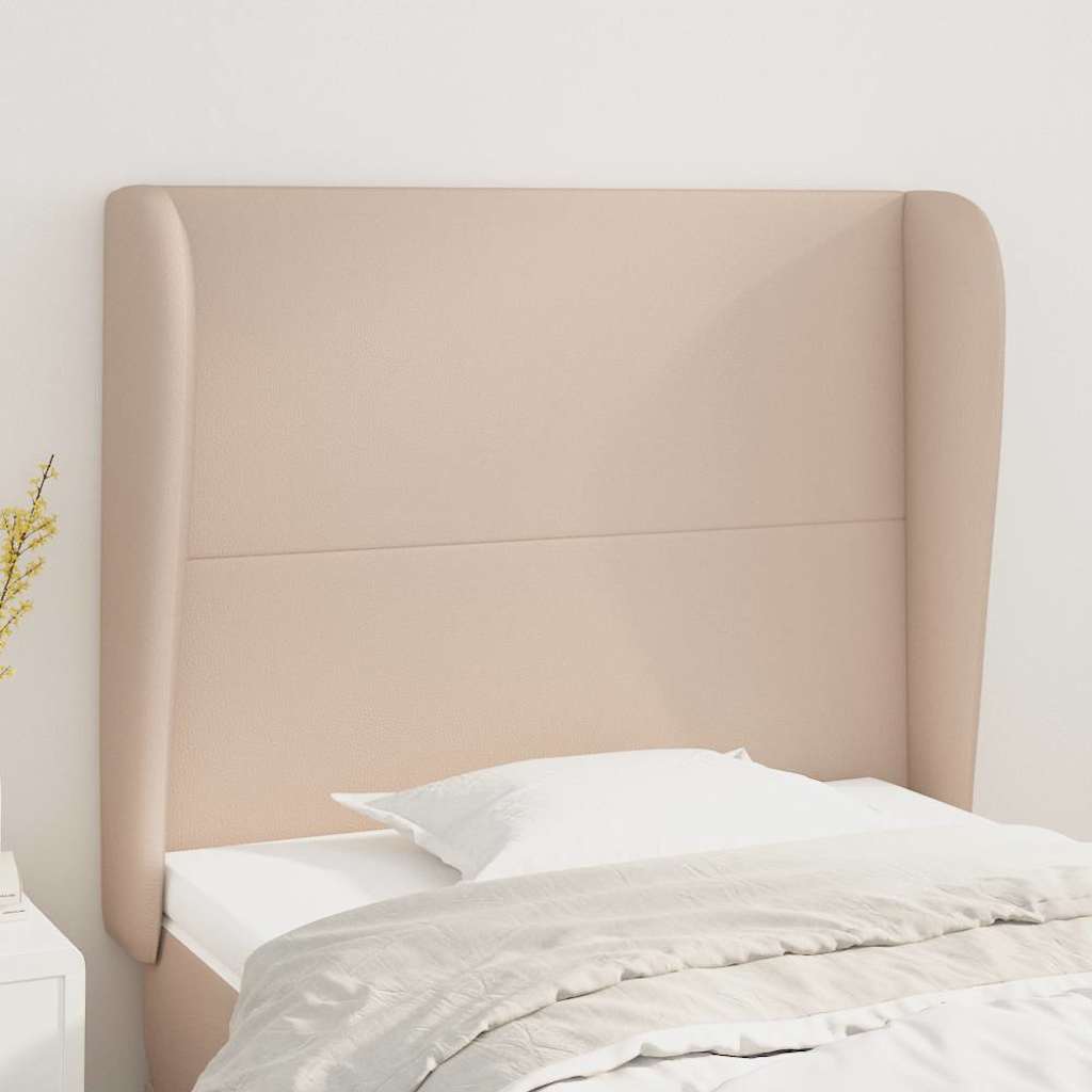 Vidaxl hoofdbord met randen 93x23x118 128 cm kunstleer cappuccinokleur
