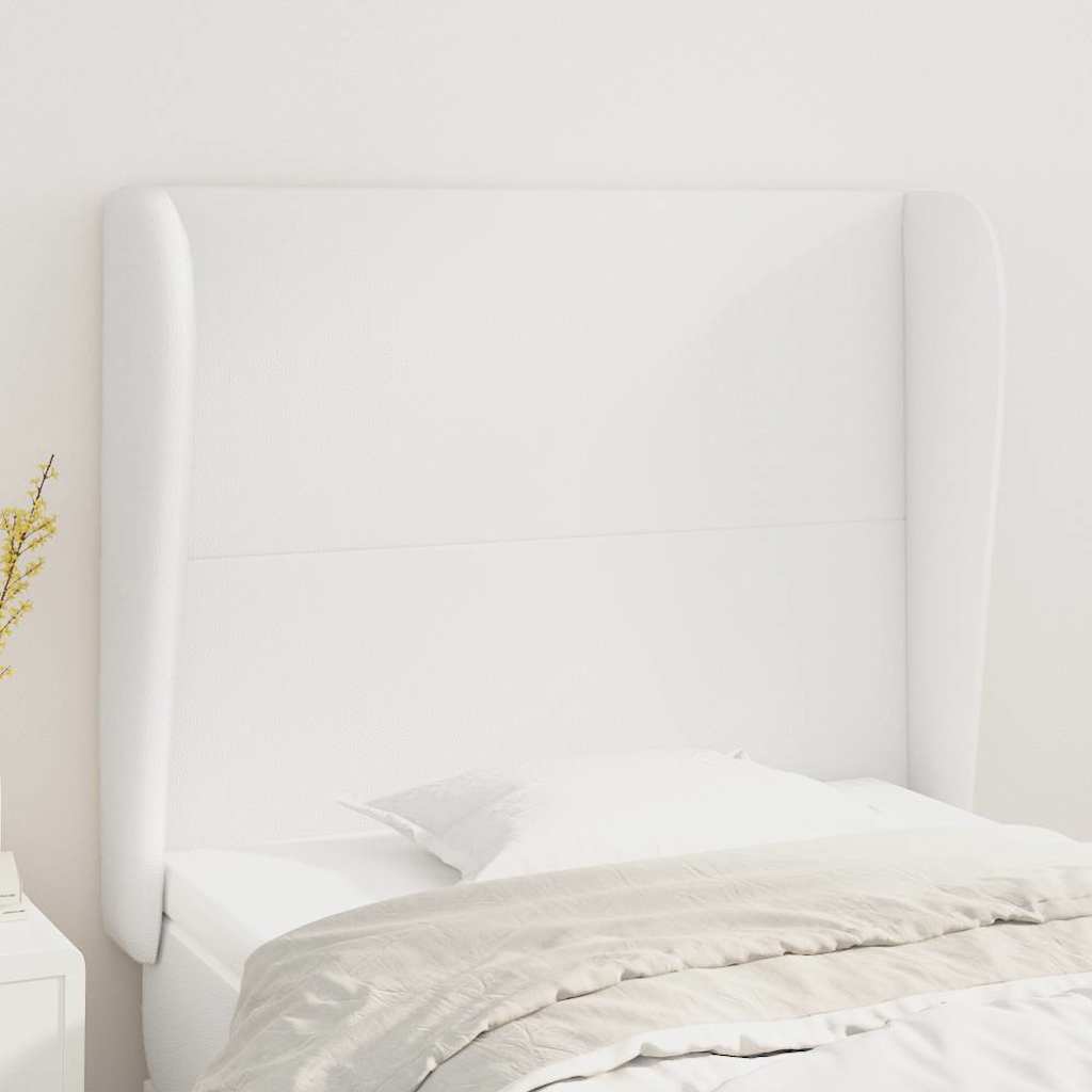 Vidaxl hoofdbord met randen 103x23x118 128 cm kunstleer wit