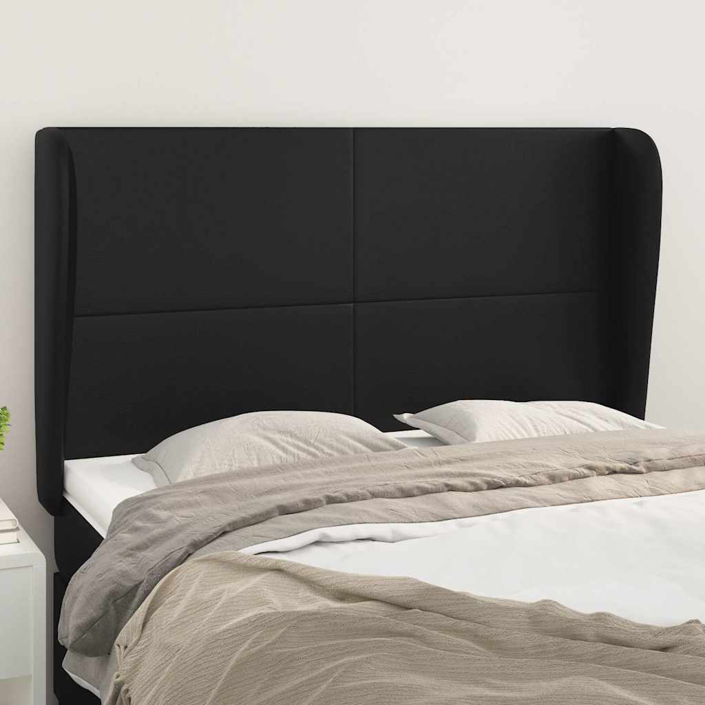 Vidaxl hoofdbord met randen 147x23x118 128 cm kunstleer zwart