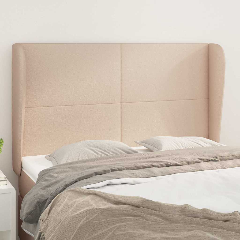 Vidaxl hoofdbord met randen 147x23x118 128cm kunstleer cappuccinokleur