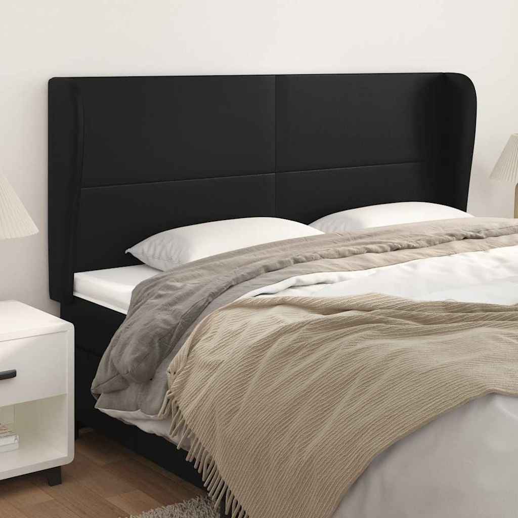 Vidaxl hoofdbord met randen 183x23x118 128 cm kunstleer zwart