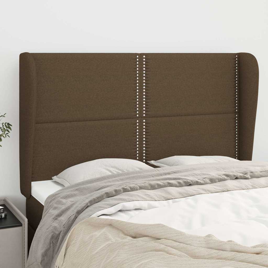Vidaxl hoofdbord met randen 147x23x118 128 cm stof donkerbruin