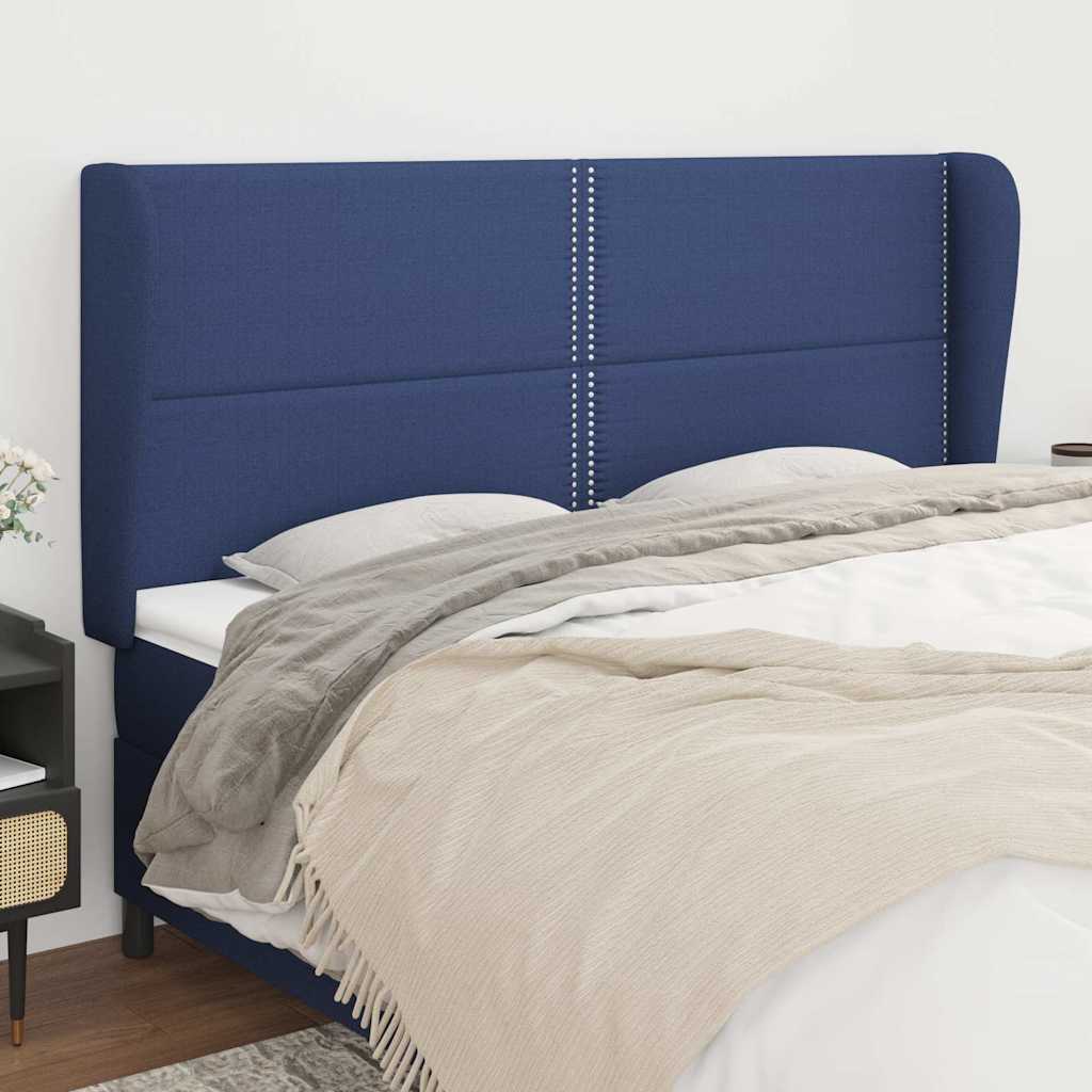 Vidaxl hoofdbord met randen 203x23x118 128 cm stof blauw