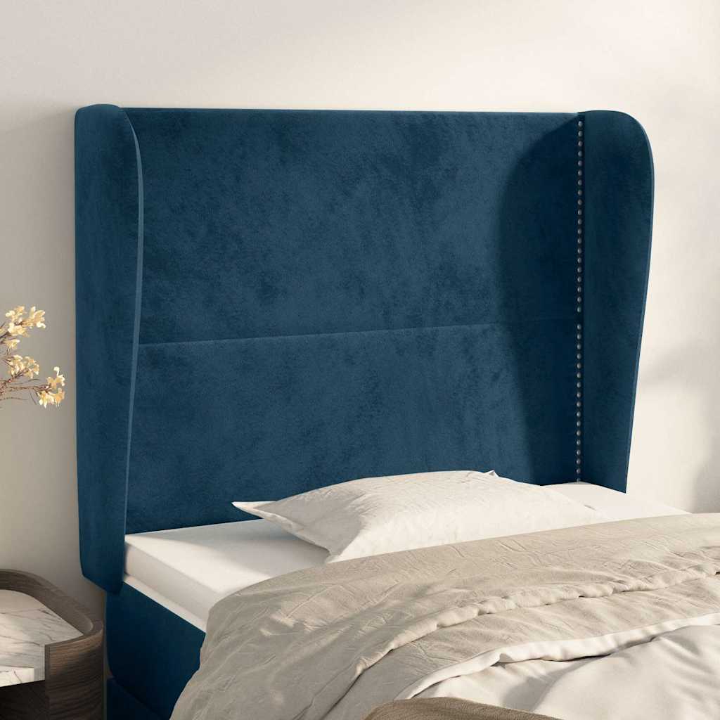 Vidaxl hoofdbord met randen 83x23x118 128 cm fluweel donkerblauw