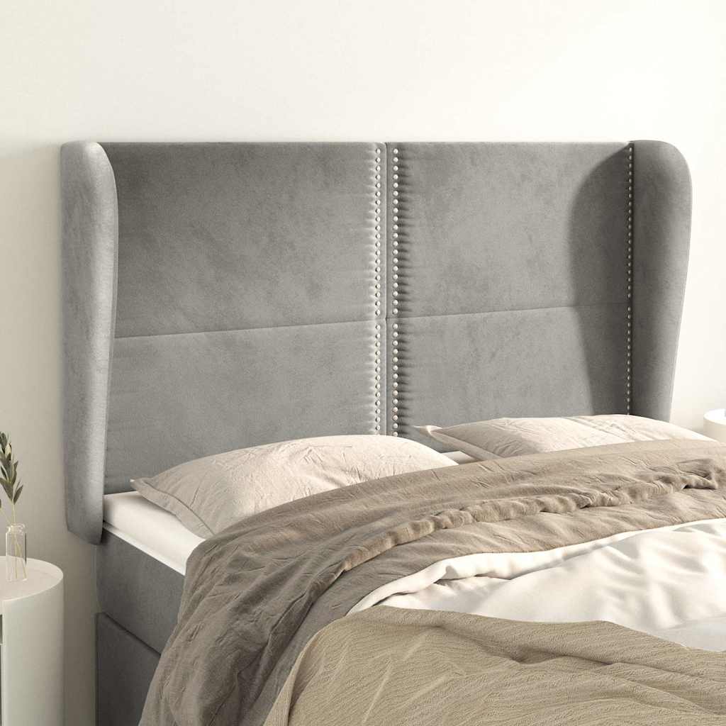Vidaxl hoofdbord met randen 147x23x118 128 cm fluweel lichtgrijs