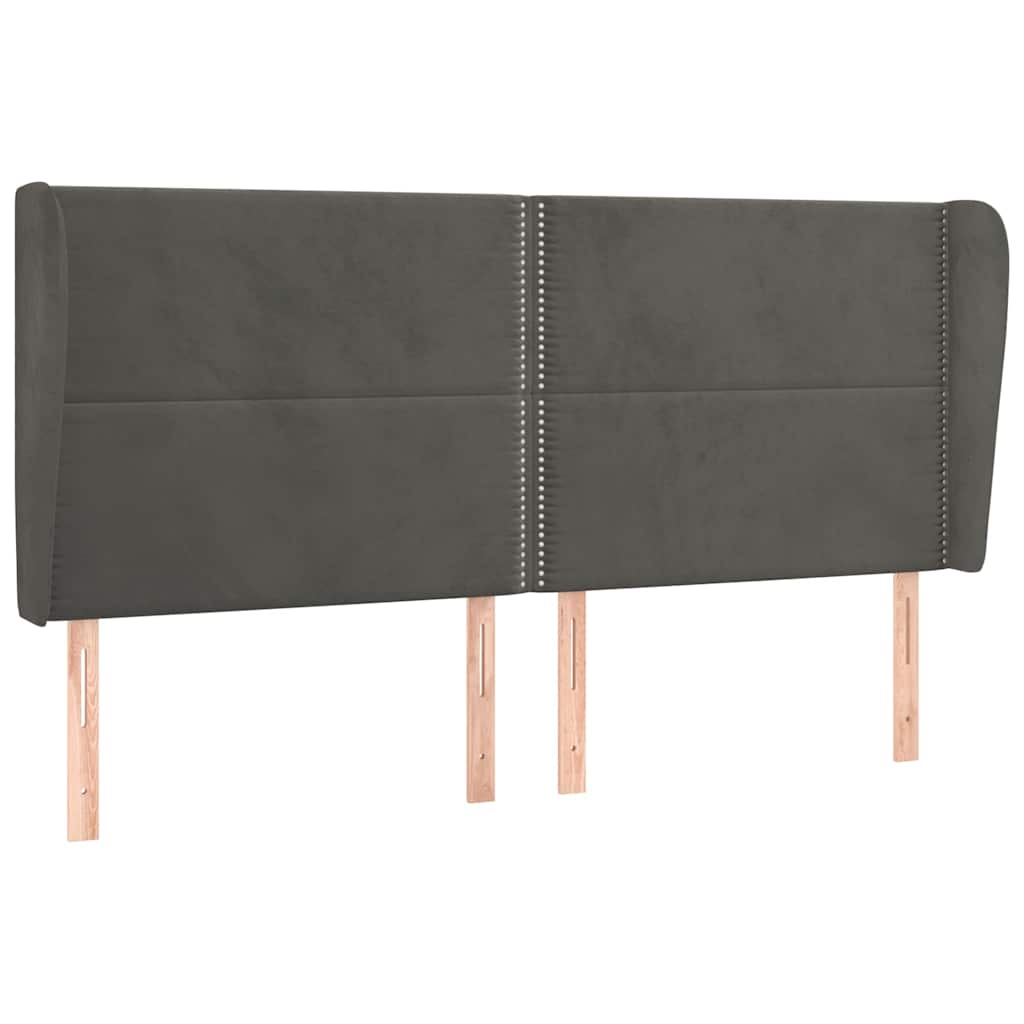 Vidaxl hoofdbord met randen 183x23x118 128 cm fluweel donkergrijs