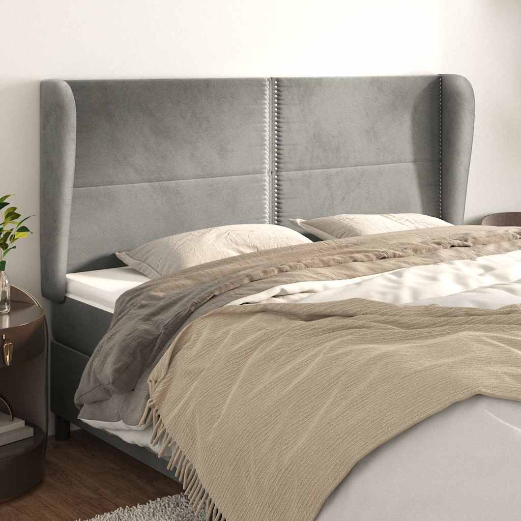 Vidaxl hoofdbord met randen 203x23x118 128 cm fluweel lichtgrijs