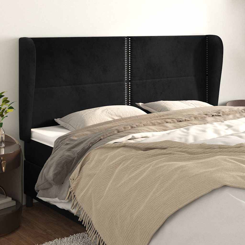 Vidaxl hoofdbord met randen 203x23x118 128 cm fluweel zwart