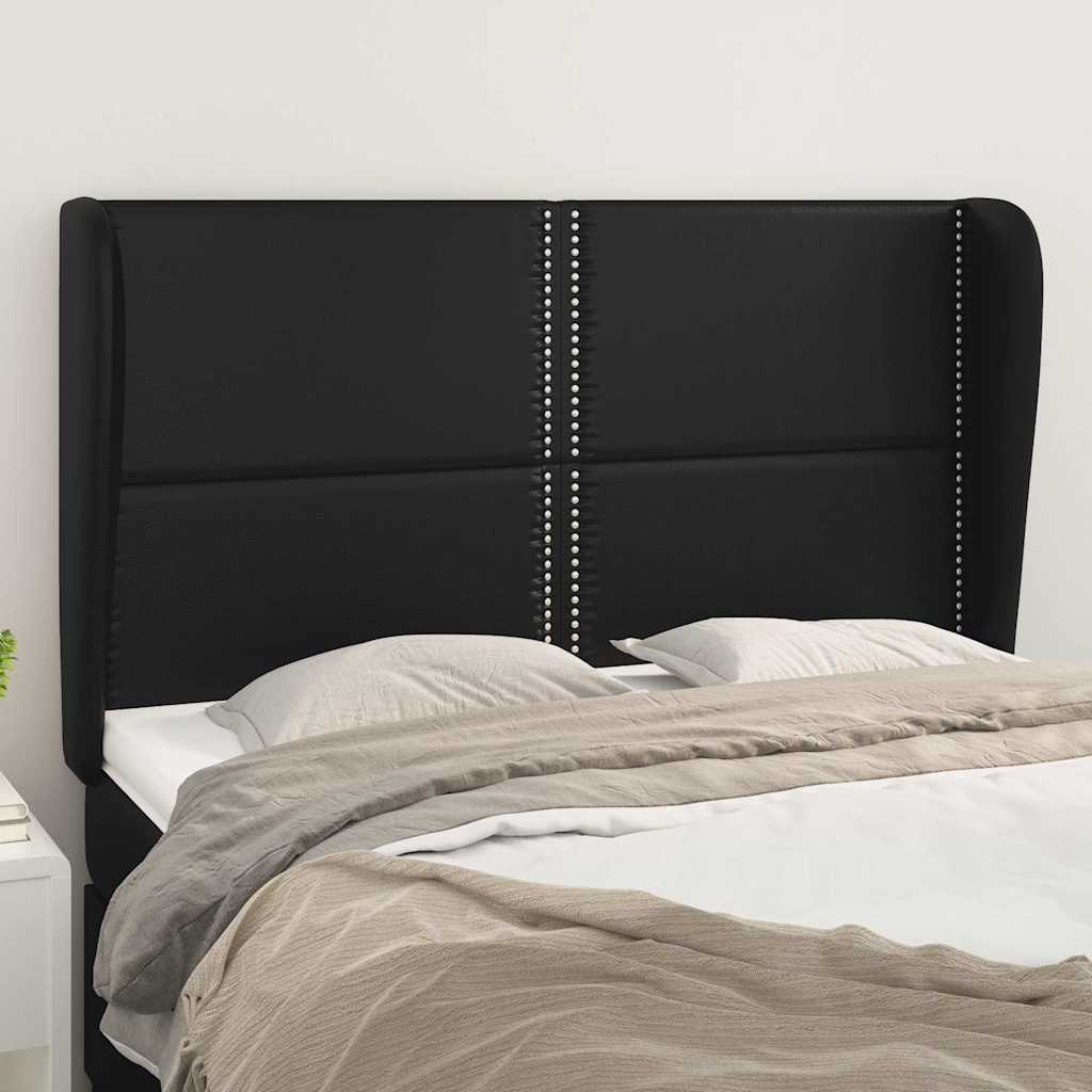 Vidaxl hoofdbord met randen 147x23x118 128 cm kunstleer zwart