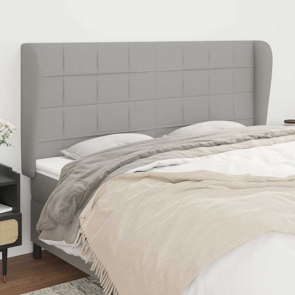 Vidaxl hoofdbord met randen 183x23x118 128 cm stof lichtgrijs