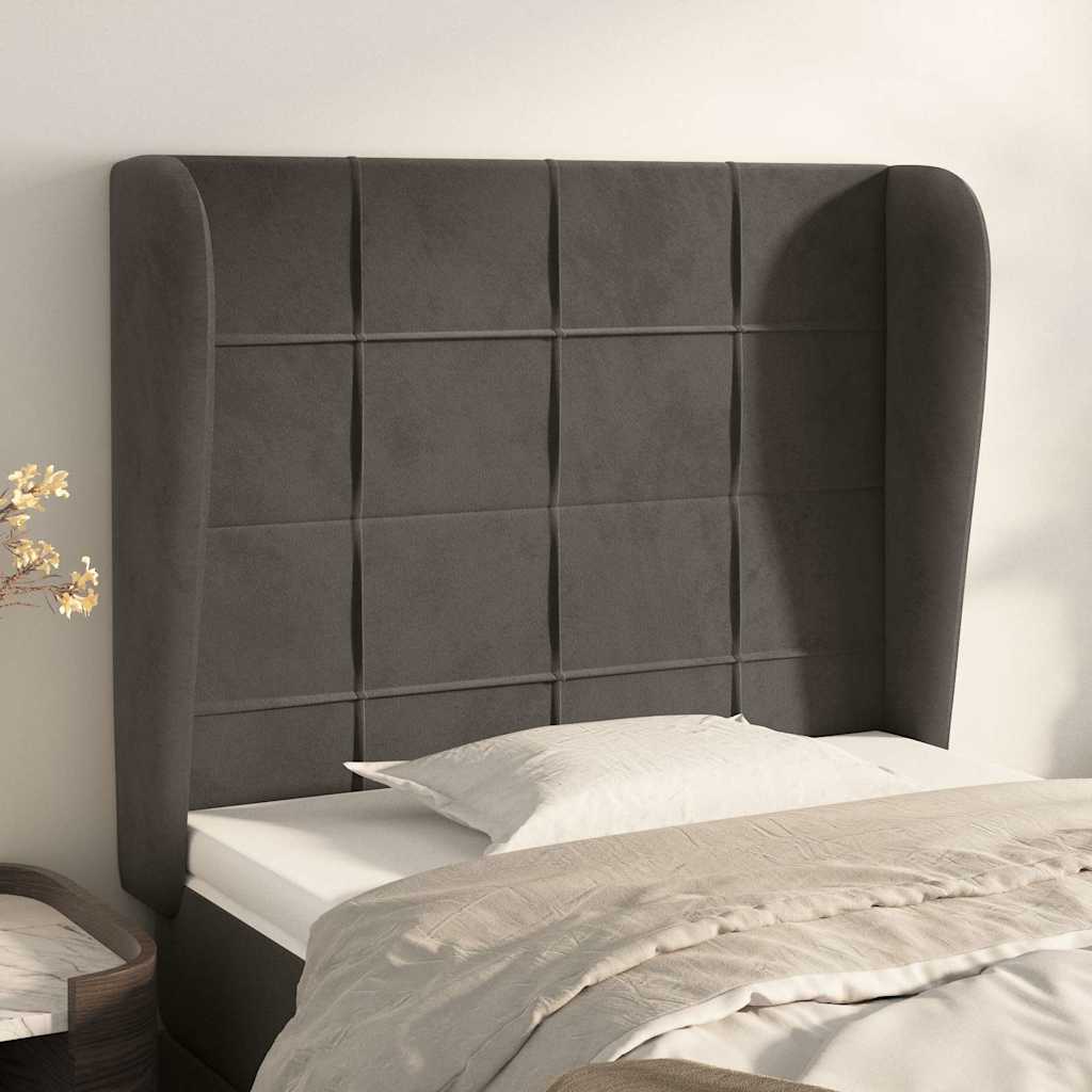 Vidaxl hoofdbord met randen 83x23x118 128 cm fluweel donkergrijs
