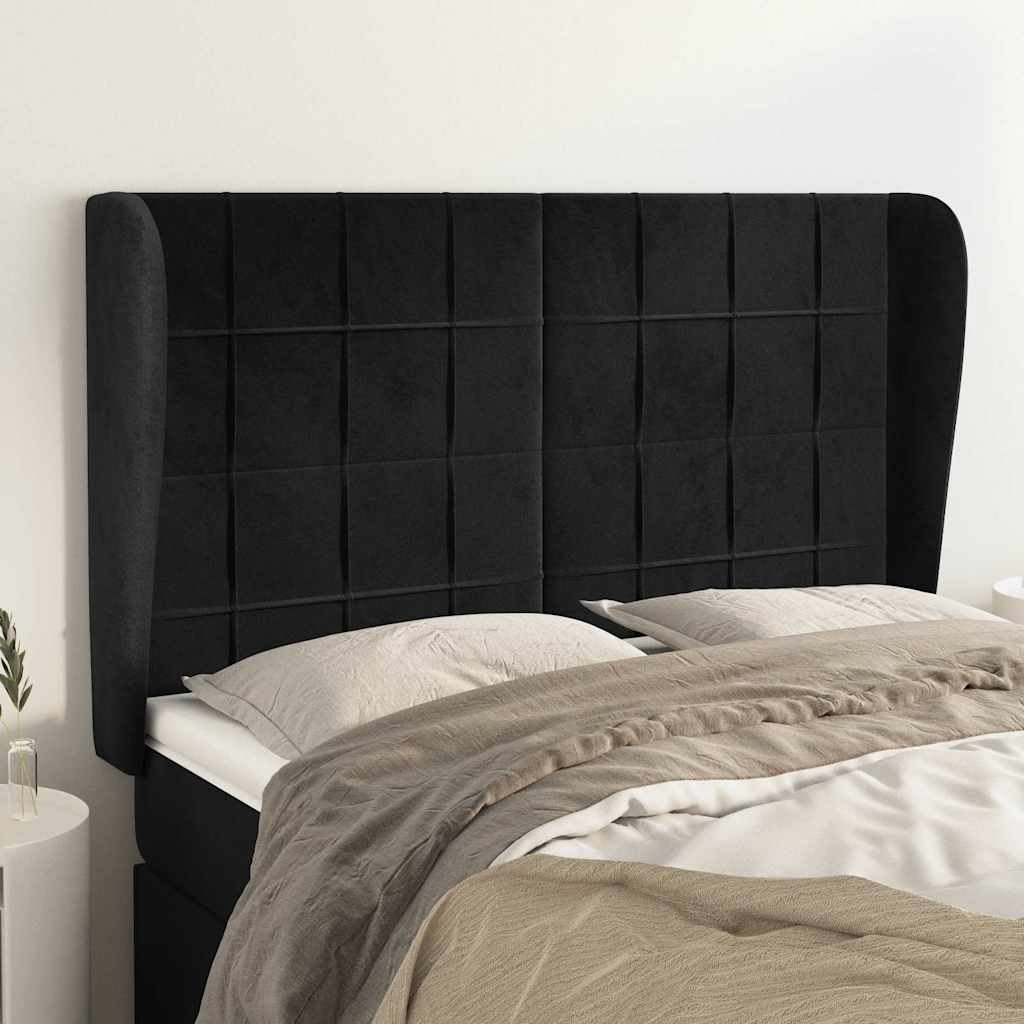 Vidaxl hoofdbord met randen 147x23x118 128 cm fluweel zwart