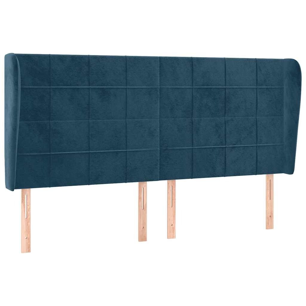 Vidaxl hoofdbord met randen 163x23x118 128 cm fluweel donkerblauw