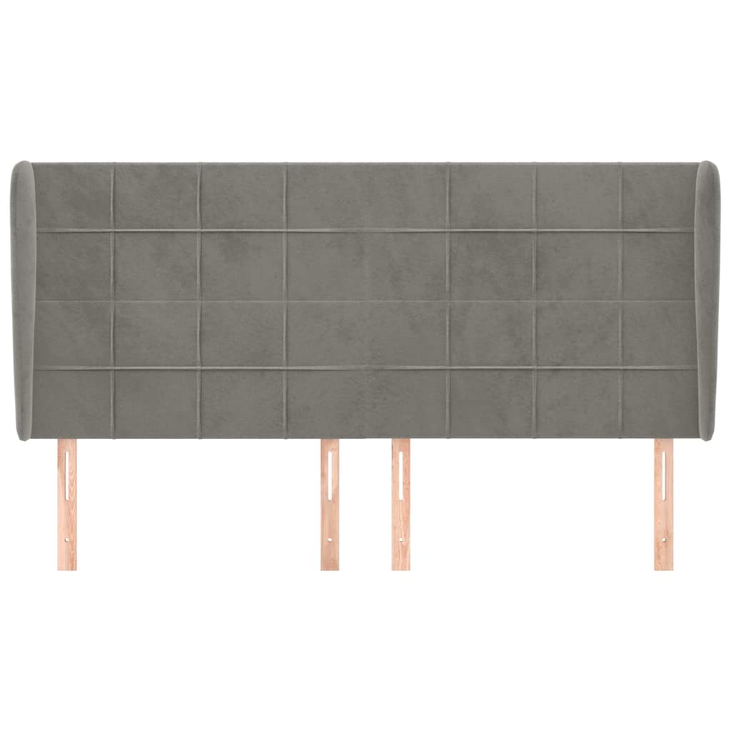 Vidaxl hoofdbord met randen 183x23x118 128 cm fluweel lichtgrijs