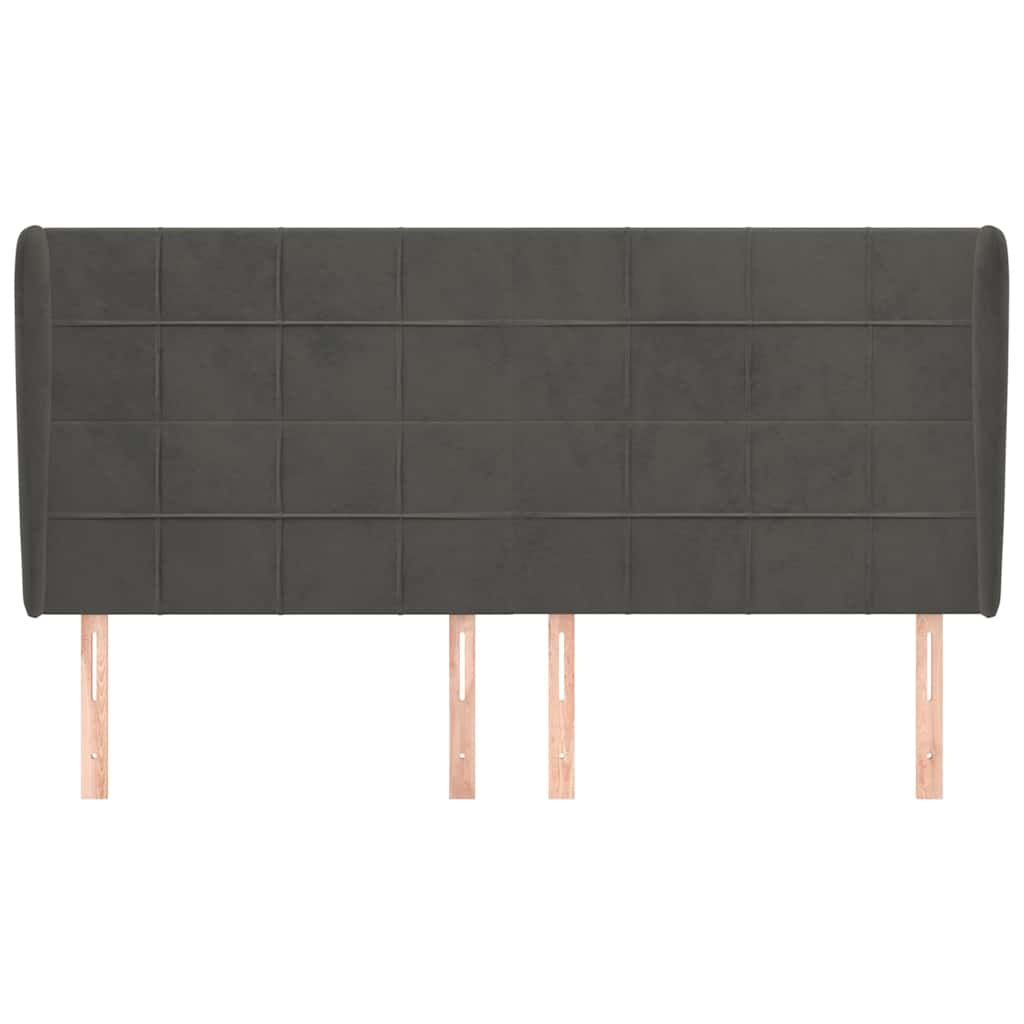 Vidaxl hoofdbord met randen 203x23x118 128 cm fluweel donkergrijs