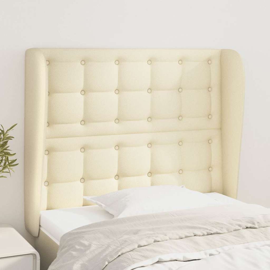 Vidaxl hoofdbord met randen 103x23x118 128 cm kunstleer crèmekleurig
