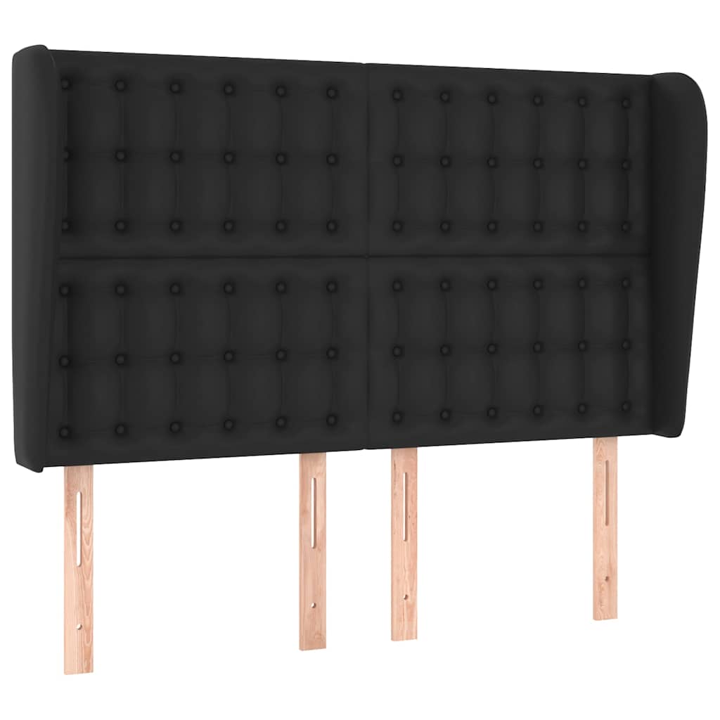 Vidaxl hoofdbord met randen 147x23x118 128 cm kunstleer zwart