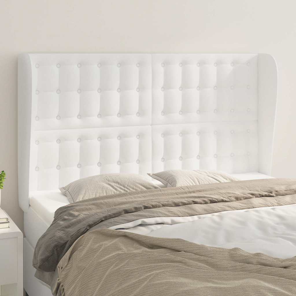 Vidaxl hoofdbord met randen 147x23x118 128 cm kunstleer wit