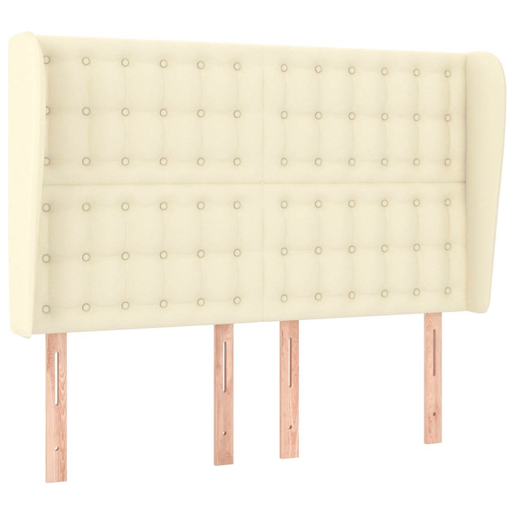 Vidaxl hoofdbord met randen 147x23x118 128 cm kunstleer crèmekleurig