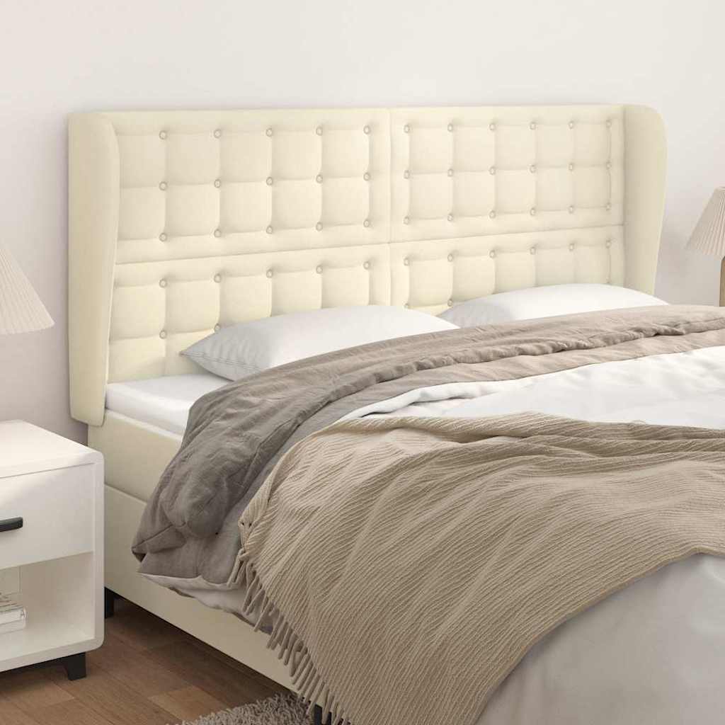 Vidaxl hoofdbord met randen 163x23x118 128 cm kunstleer crèmekleurig