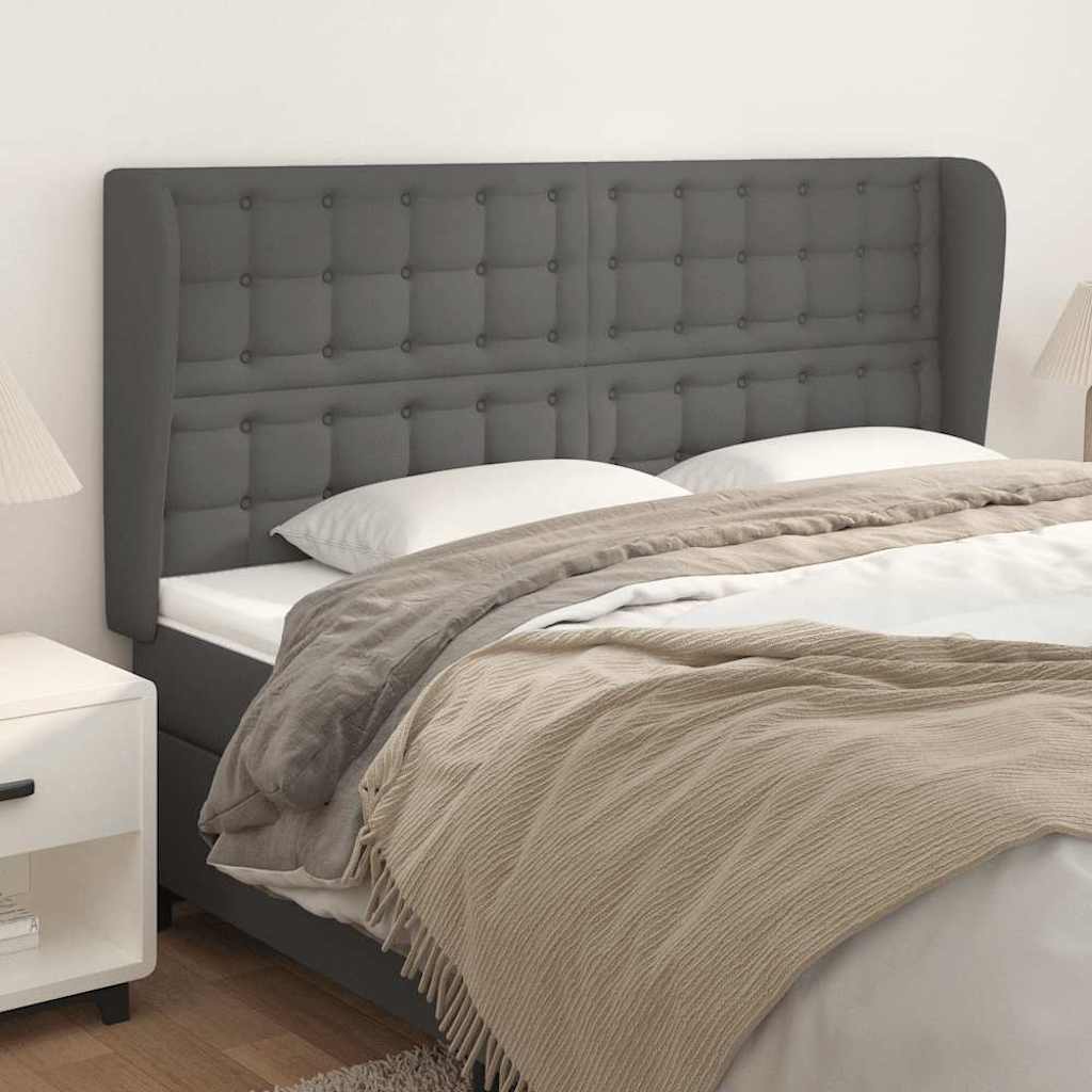 Vidaxl hoofdbord met randen 183x23x118 128 cm kunstleer grijs