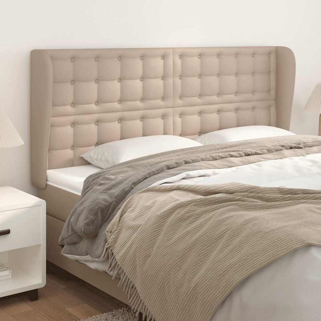 Vidaxl hoofdbord met randen 183x23x118 128cm kunstleer cappuccinokleur