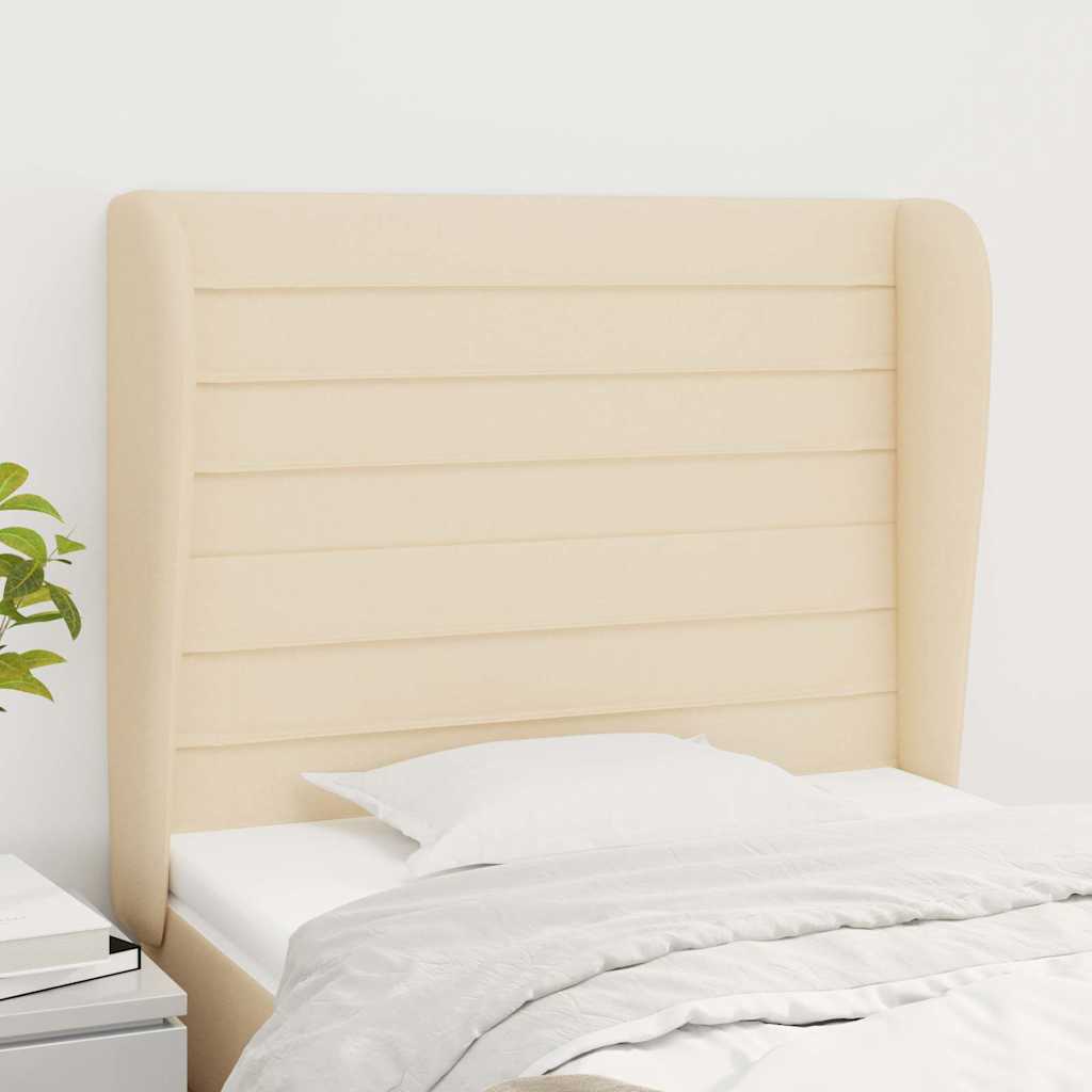 Vidaxl hoofdbord met randen 83x23x118 128 cm stof crèmekleurig