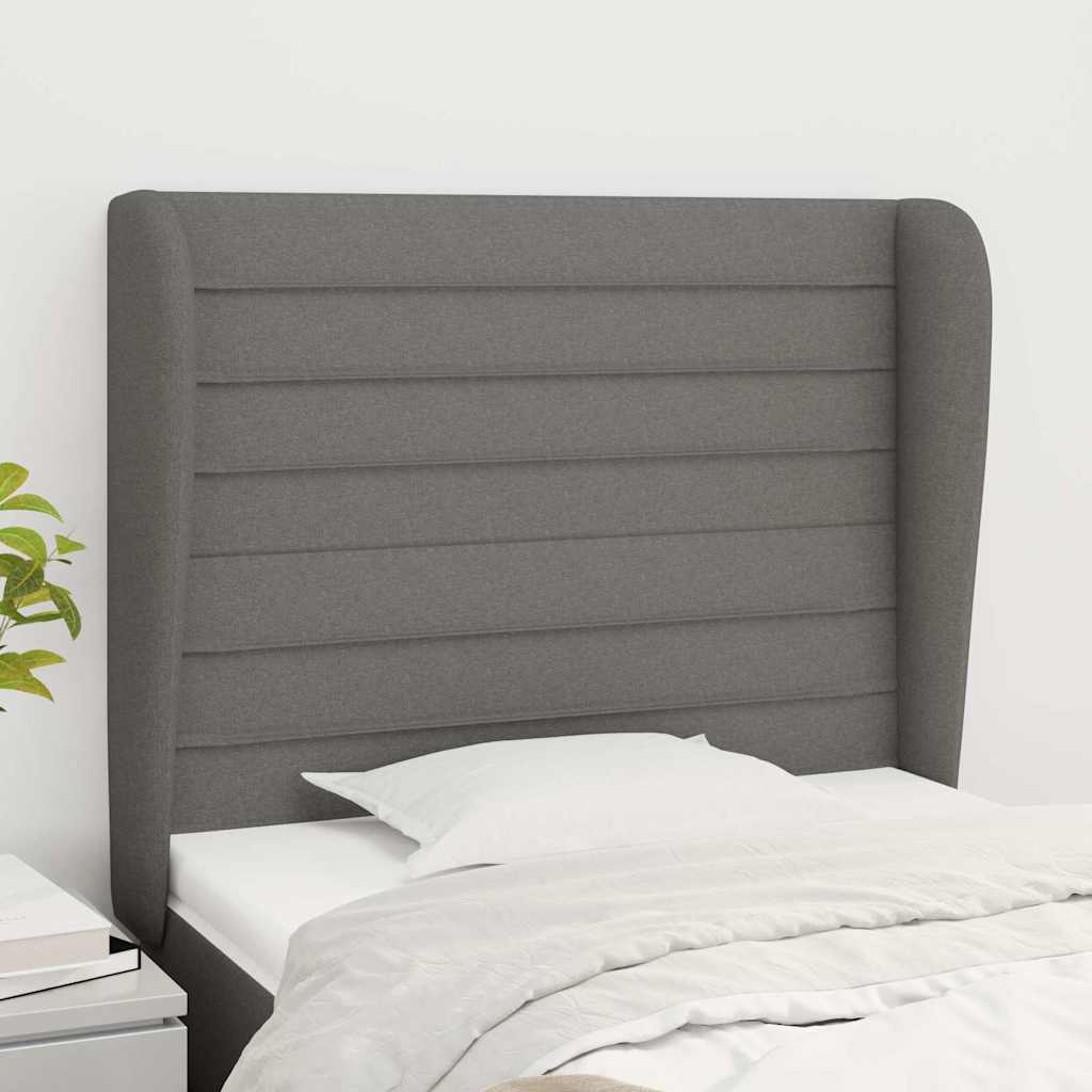 Vidaxl hoofdbord met randen 93x23x118 128 cm stof donkergrijs