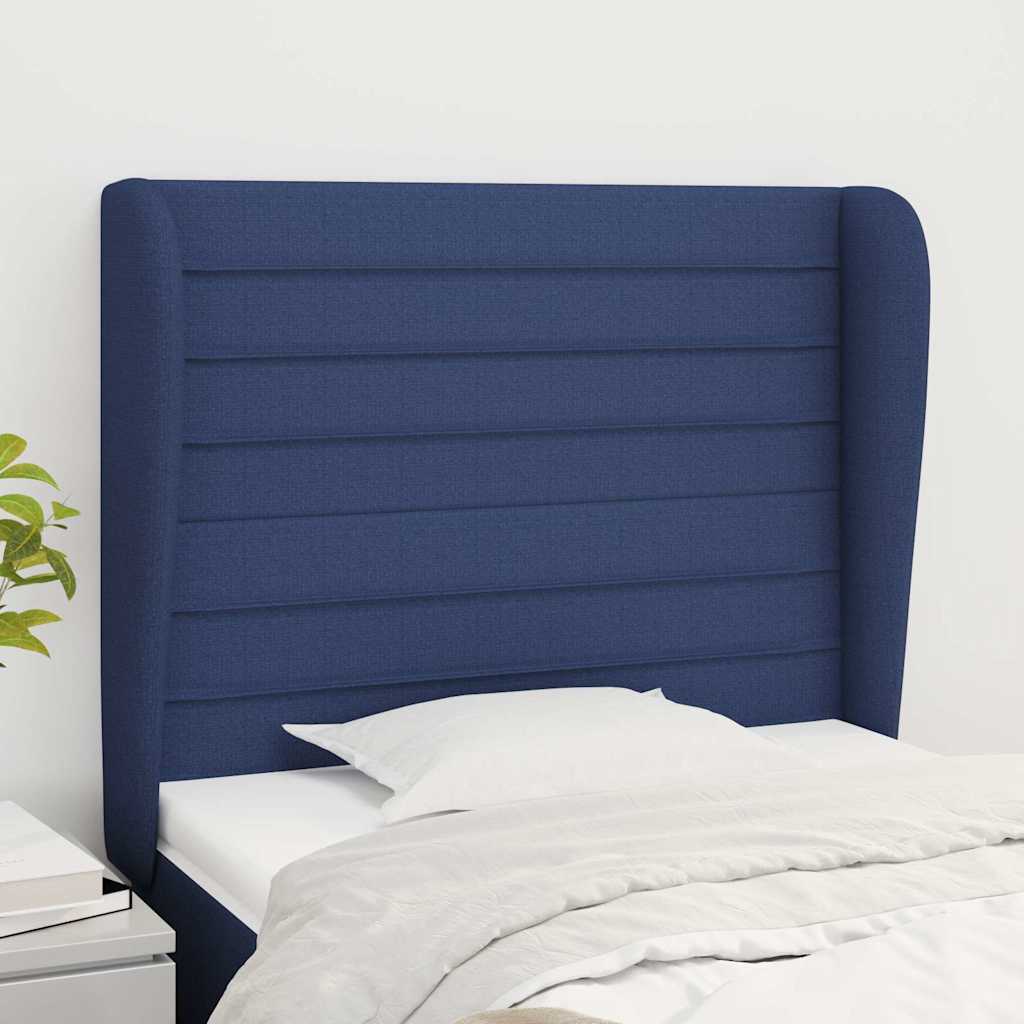 Vidaxl hoofdbord met randen 103x23x118 128 cm stof blauw