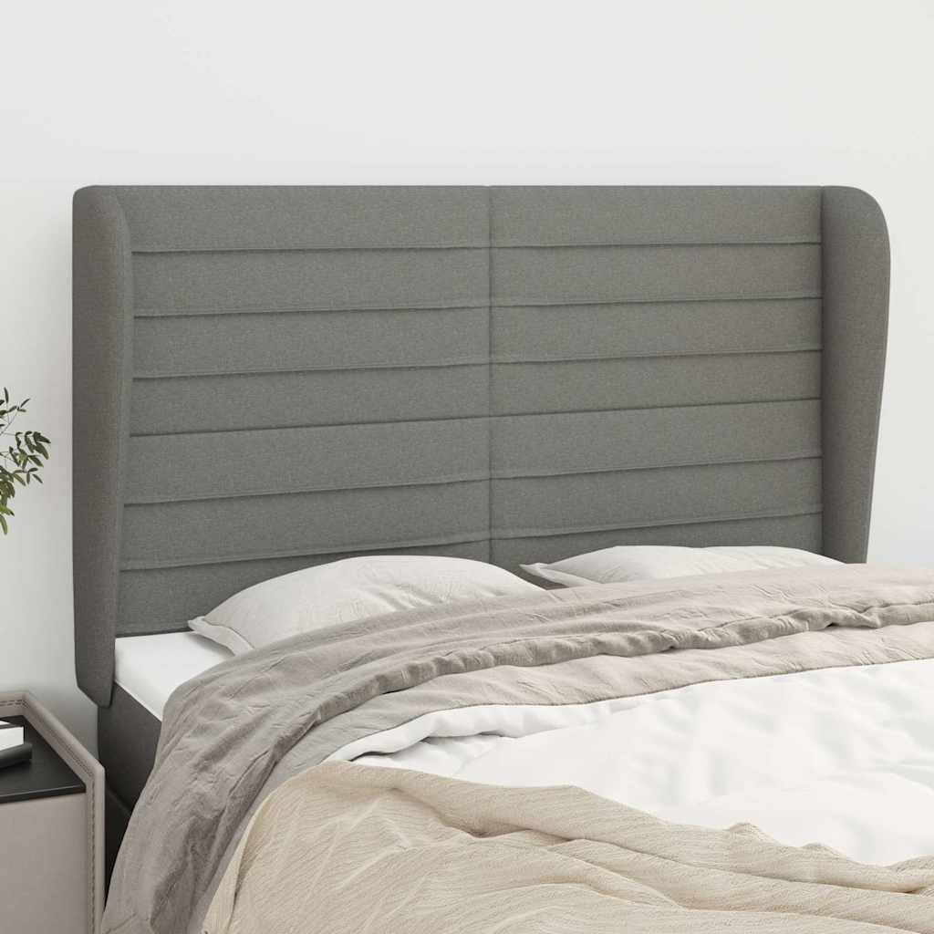 Vidaxl hoofdbord met randen 147x23x118 128 cm stof donkergrijs