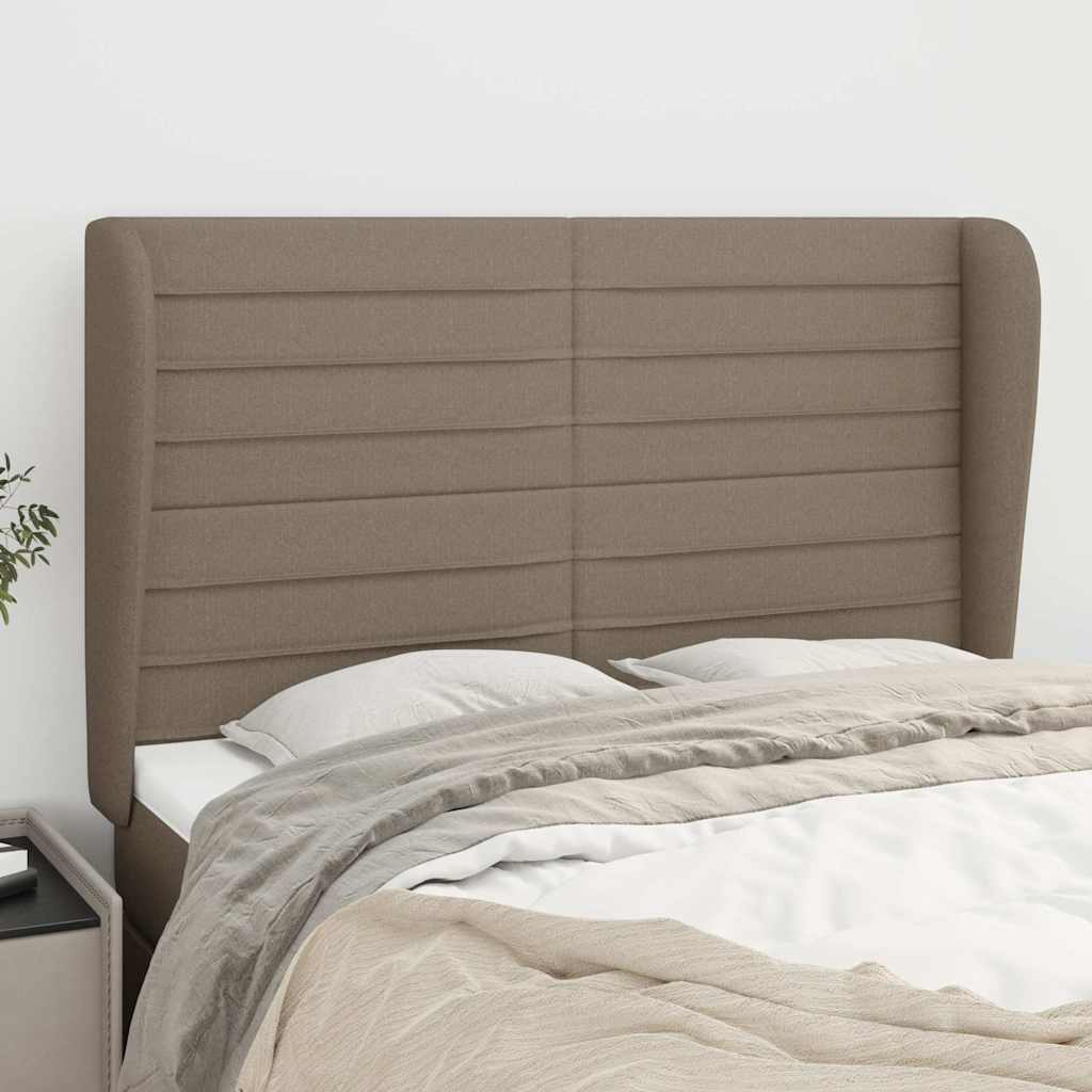 Vidaxl hoofdbord met randen 147x23x118 128 cm stof taupe
