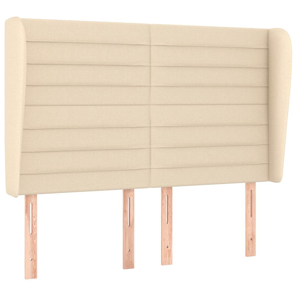 Vidaxl hoofdbord met randen 147x23x118 128 cm stof crèmekleurig