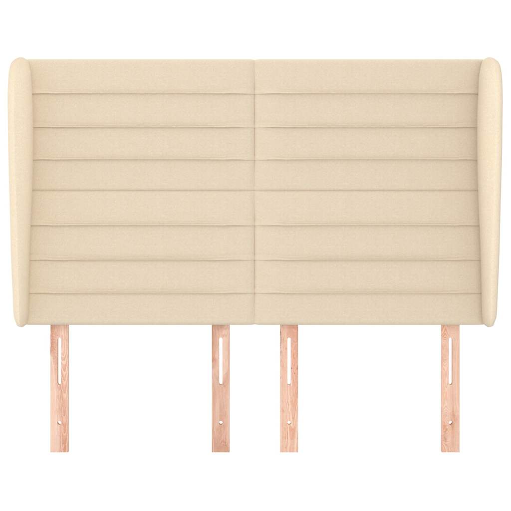 Vidaxl hoofdbord met randen 147x23x118 128 cm stof crèmekleurig