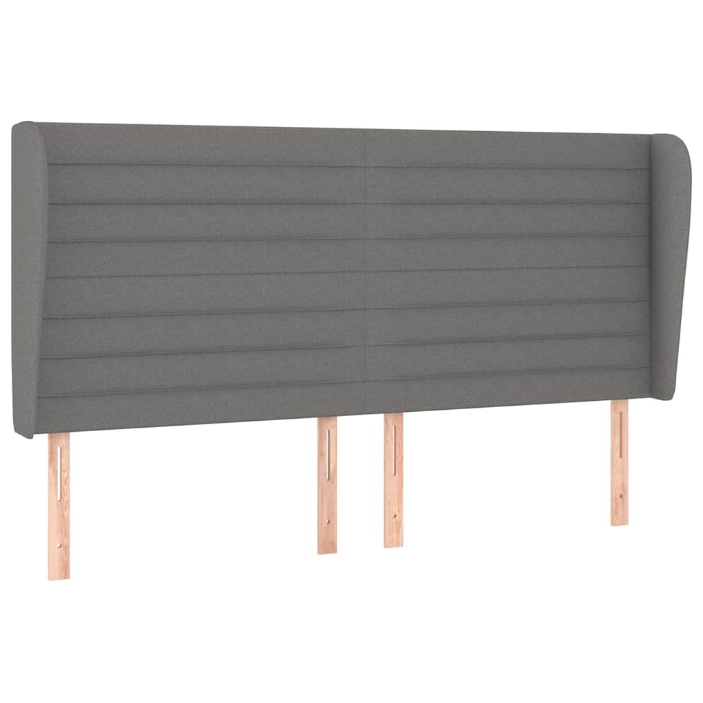 Vidaxl hoofdbord met randen 203x23x118 128 cm stof donkergrijs