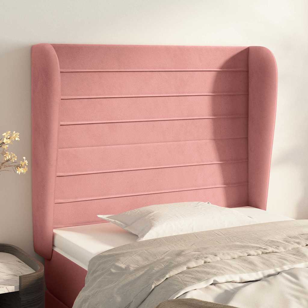 Vidaxl hoofdbord met randen 83x23x118 128 cm fluweel roze