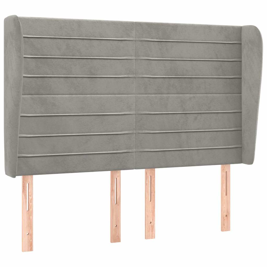 Vidaxl hoofdbord met randen 147x23x118 128 cm fluweel lichtgrijs