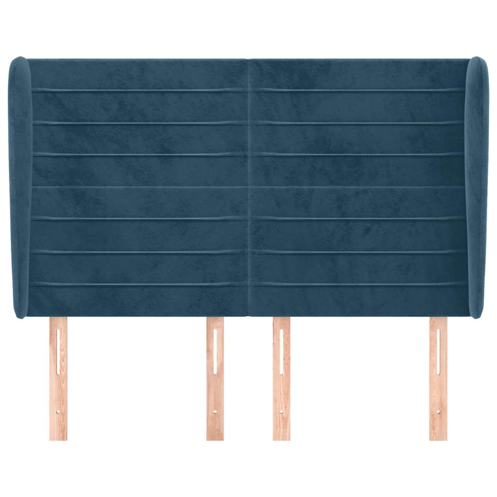 Vidaxl hoofdbord met randen 147x23x118 128 cm fluweel donkerblauw