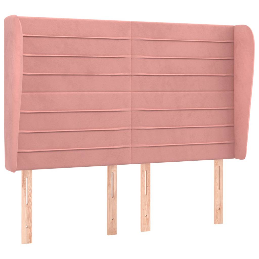 Vidaxl hoofdbord met randen 147x23x118 128 cm fluweel roze