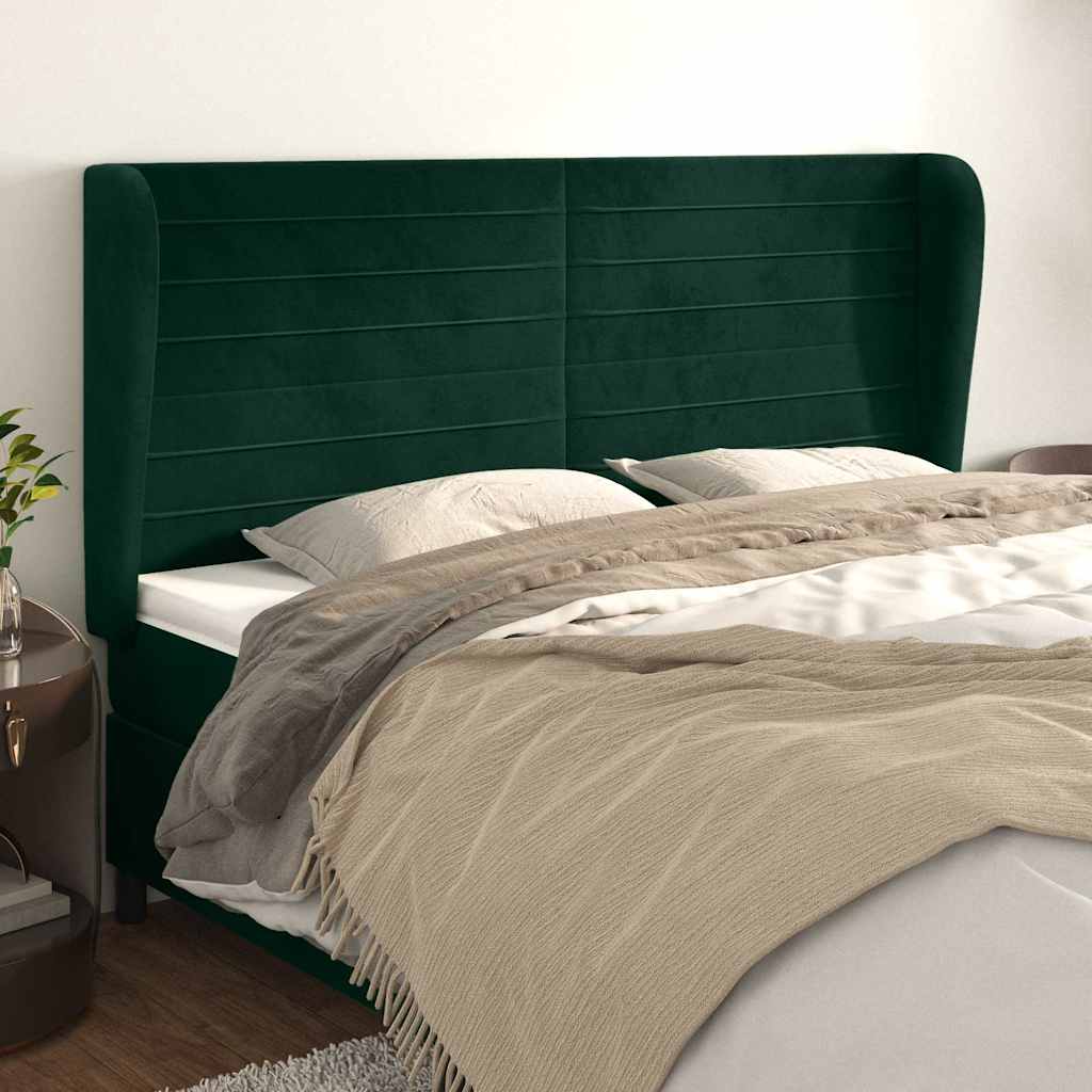 Vidaxl hoofdbord met randen 163x23x118 128 cm fluweel donkergroen