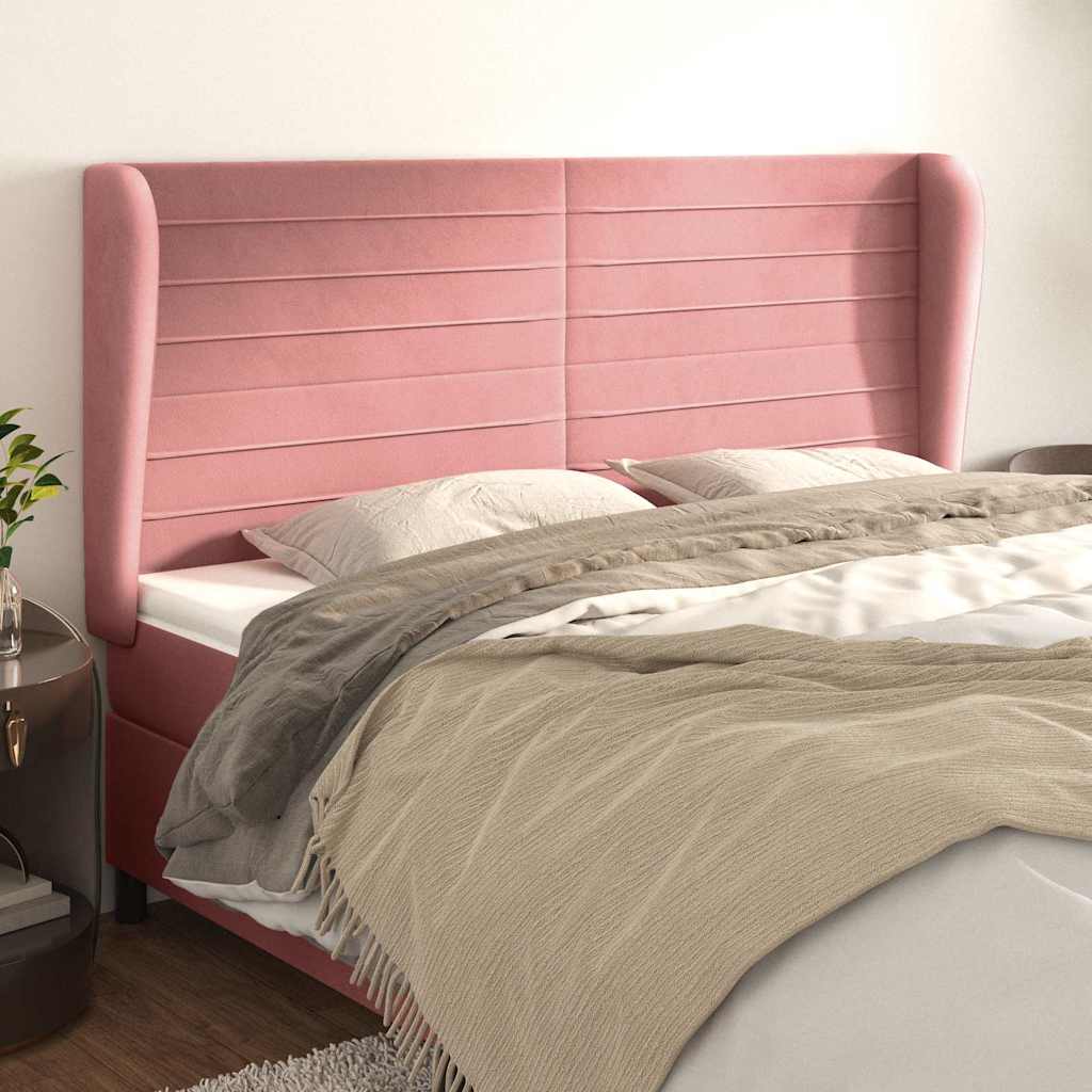 Vidaxl hoofdbord met randen 203x23x118 128 cm fluweel roze