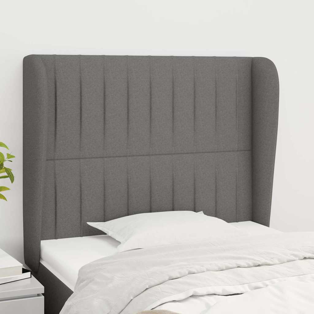 Vidaxl hoofdbord met randen 103x23x118 128 cm stof donkergrijs