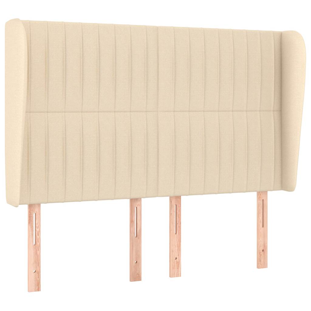 Vidaxl hoofdbord met randen 147x23x118 128 cm stof crèmekleurig