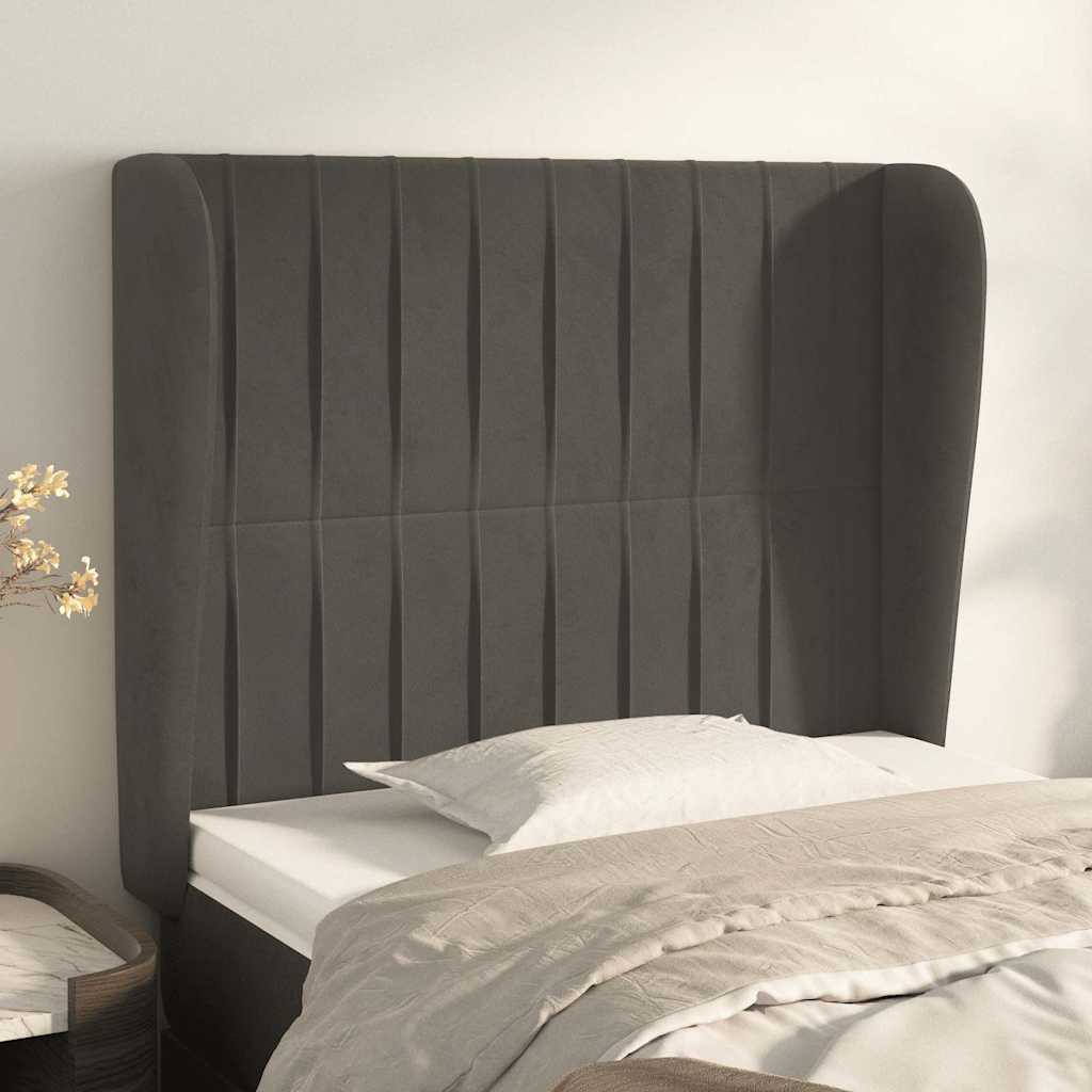 Vidaxl hoofdbord met randen 83x23x118 128 cm fluweel donkergrijs