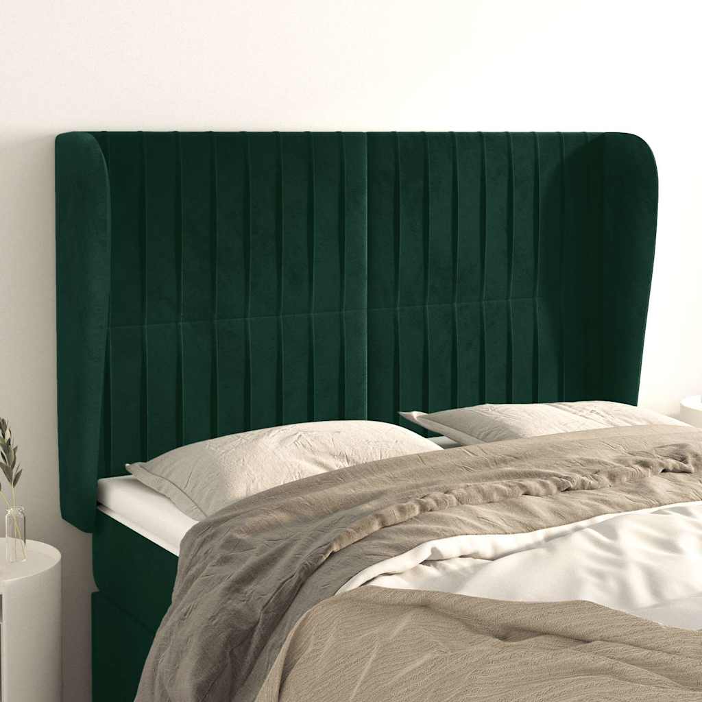 Vidaxl hoofdbord met randen 147x23x118 128 cm fluweel donkergroen