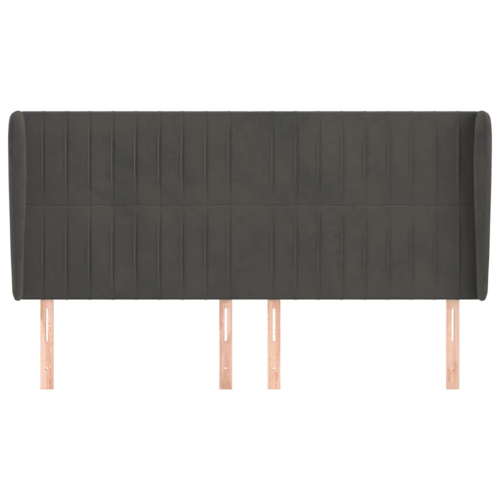 Vidaxl hoofdbord met randen 183x23x118 128 cm fluweel donkergrijs