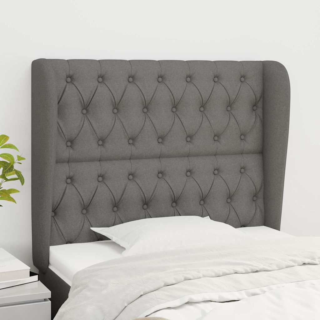 Vidaxl hoofdbord met randen 93x23x118 128 cm stof donkergrijs