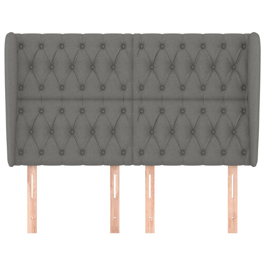 Vidaxl hoofdbord met randen 163x23x118 128 cm stof donkergrijs