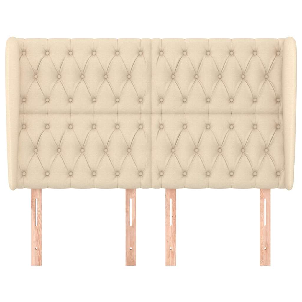 Vidaxl hoofdbord met randen 163x23x118 128 cm stof crèmekleurig