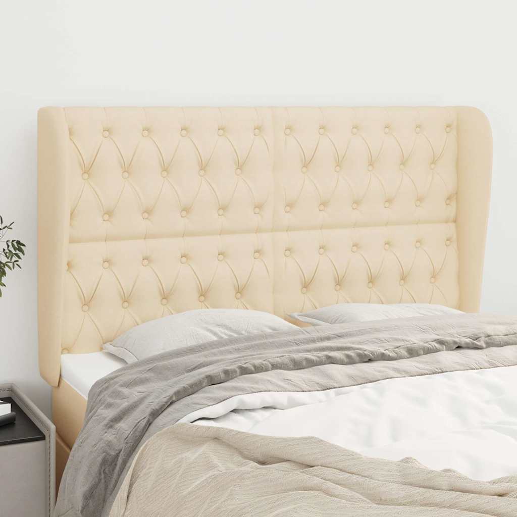 Vidaxl hoofdbord met randen 163x23x118 128 cm stof crèmekleurig
