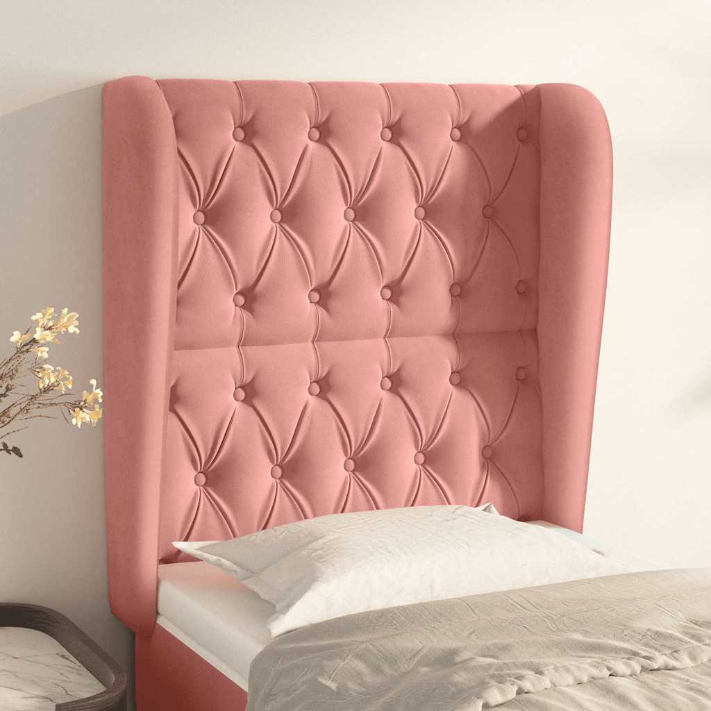 Vidaxl hoofdbord met randen 83x23x118 128 cm fluweel roze